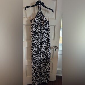 Tommy Bahama Black and White Abstract Halter Dress